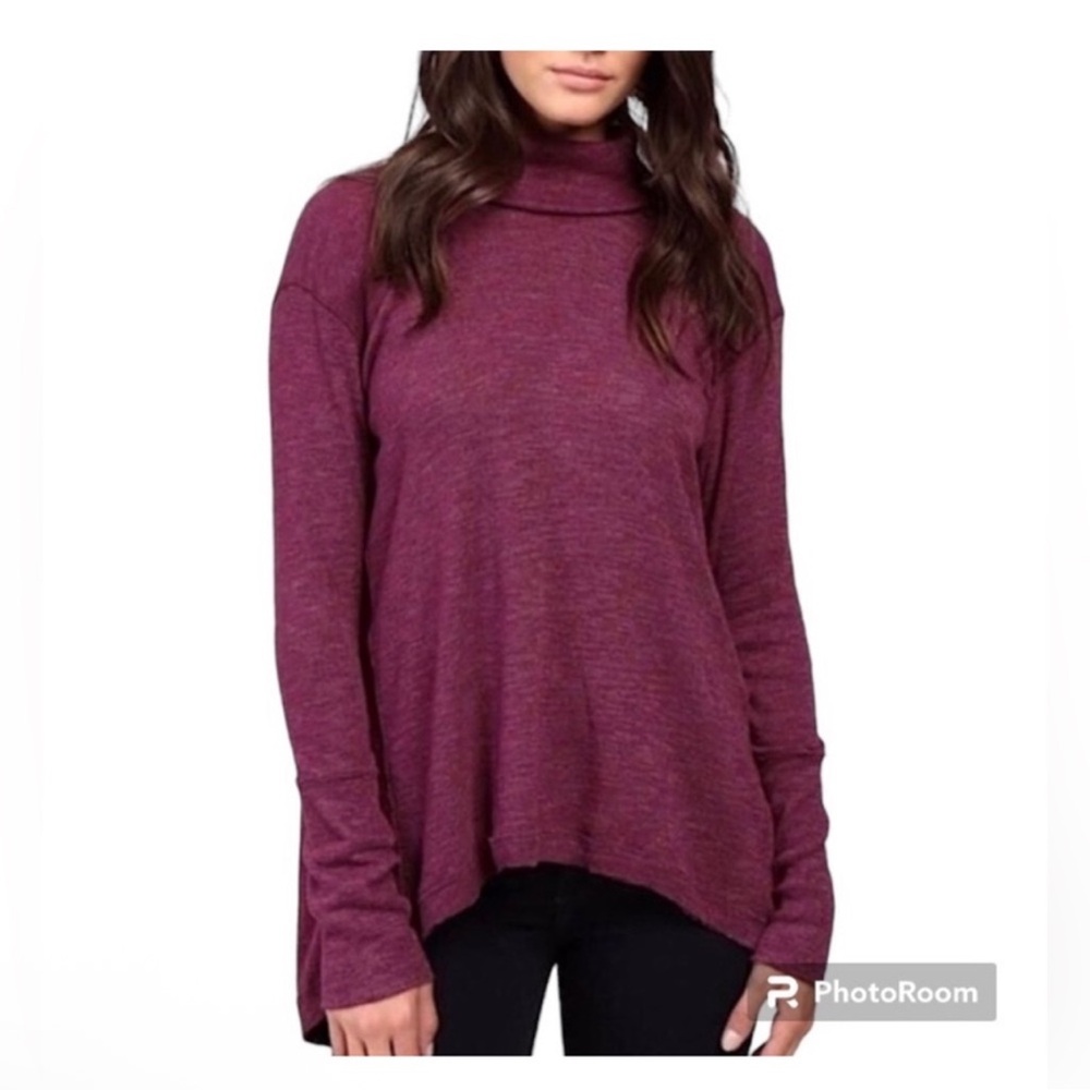 Free People BLACK ribbed cowl neck with split back opening NEW